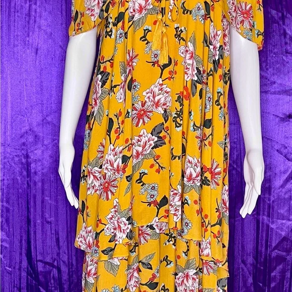 NWT GiGi JAPNA L XL RAYON LIGHTWEIGHT DRESS STRAPS with COLD SHOULDERS MUSTARD - Picture 5 of 13